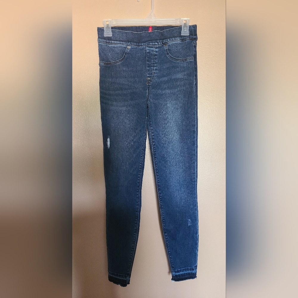 Spanx Lightly Distressed Raw Hem Pull On Leggings Womens Size Small